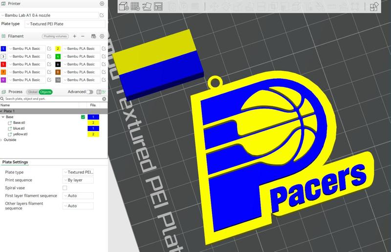 NBA Indiana Pacers keychain Badge Printable and Renderable