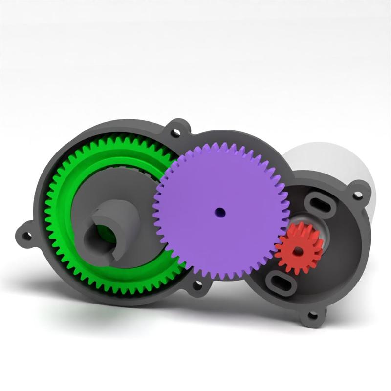 Gearbox with 1:10 gear ratio for rc car