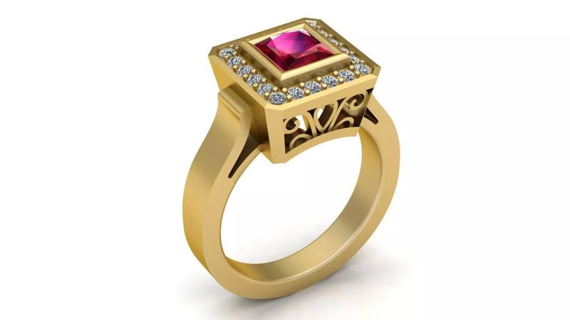 Luxury  Gemstone Wedding Rings 3D model