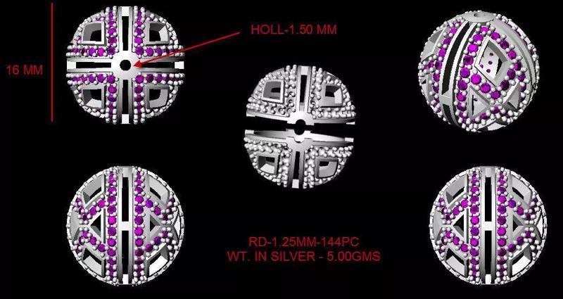 collection of 10 diamond beads 3dm file