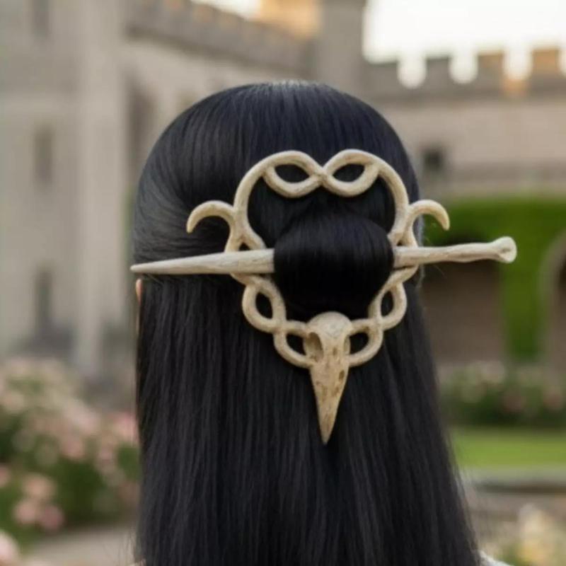 Crow Skull Stick Barrette Hairpiece