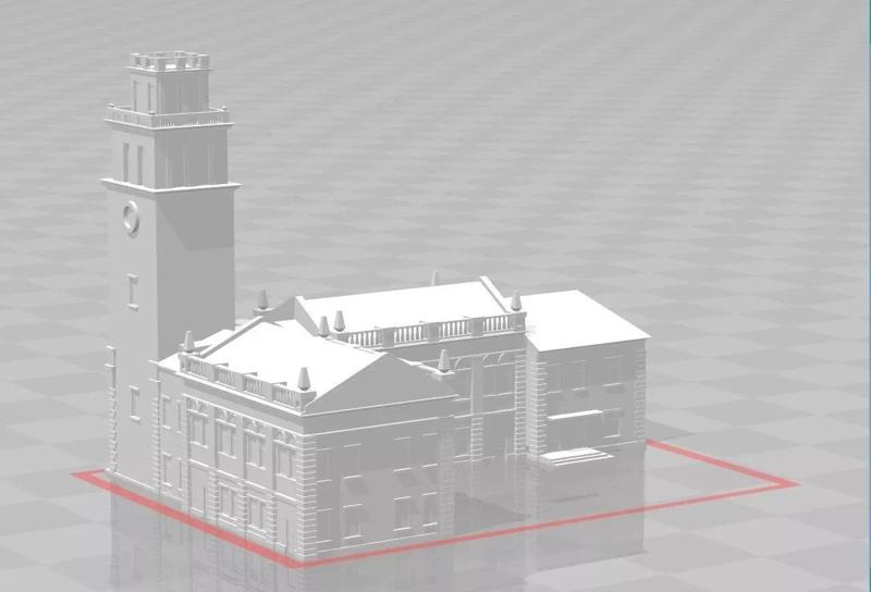 Cinema building with clock tower