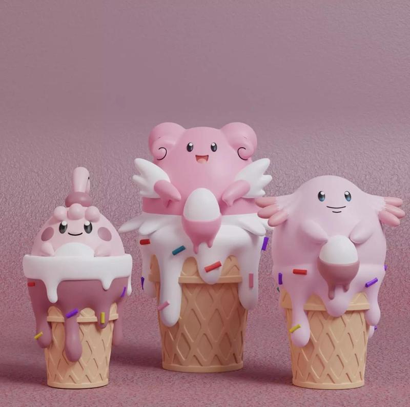 Pokemon - Ice Cream Happiny Chansey and Blissey