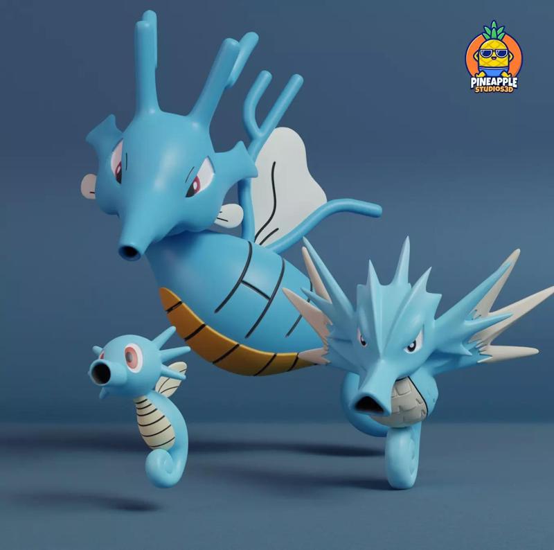 Pokemon - Horsea Seadra and Kingdra with 2 poses