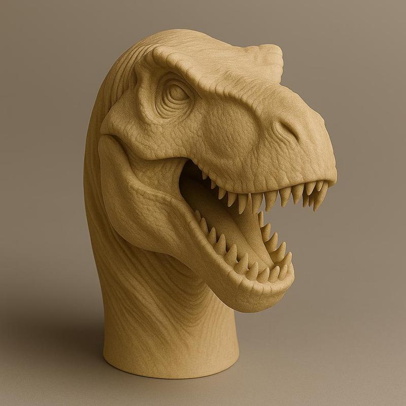 T-Rex Dinosaur Head Bust – Realistic 3D Printable Sculpture