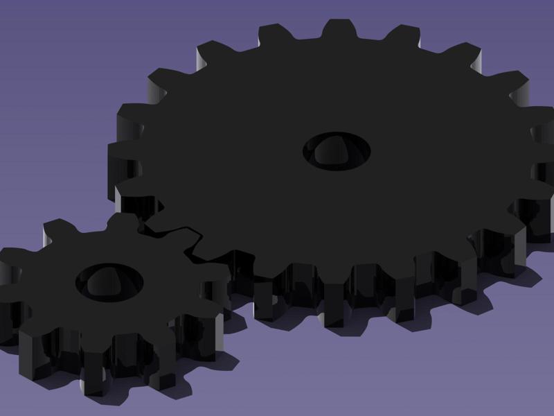 gear pair (pitch diam. 10 and 20)