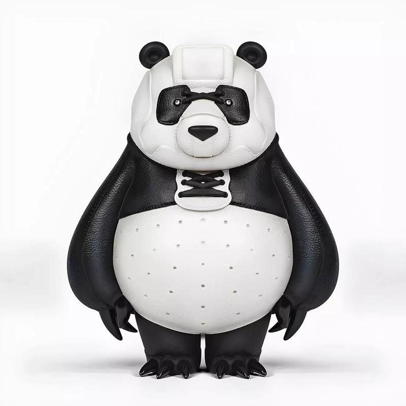 Panda assembled from sneaker pieces toy