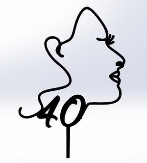 40th Birthday Cake Topper – Woman’s Face Silhouette – 3D Printable Design