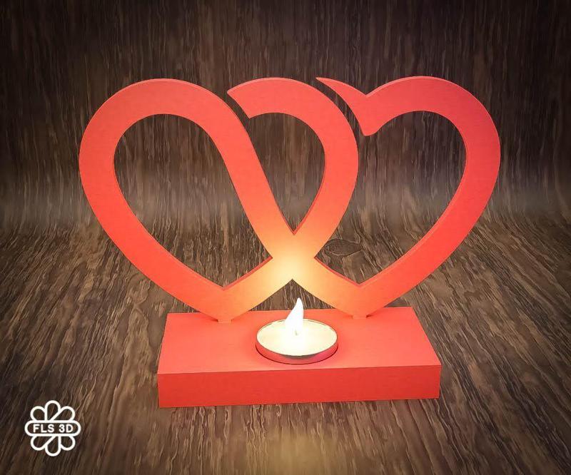 Romantic Intertwined Hearts Candle Holder