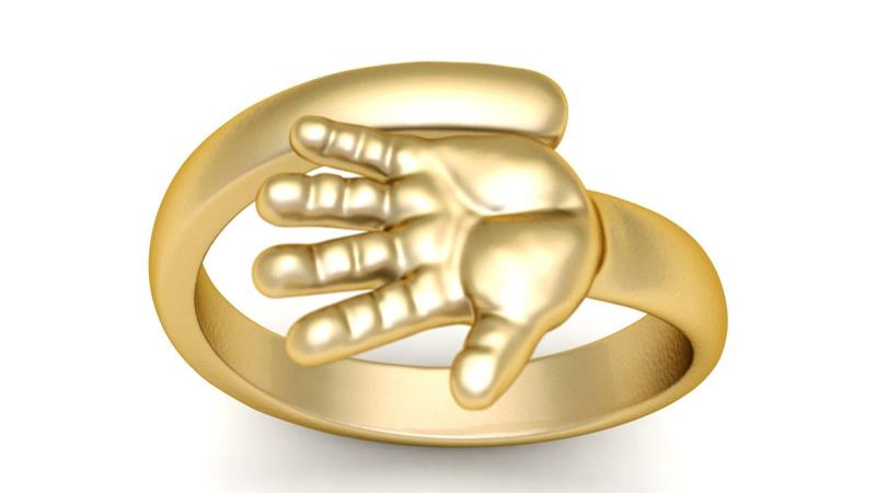 HUMAN HAND DESIGN RING 3D PRINTABLE MODEL