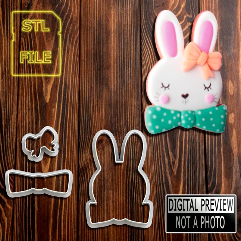 CORTANTE PARA PASTA DE AZÚCAR (FONDANT) - Conejo con lazo