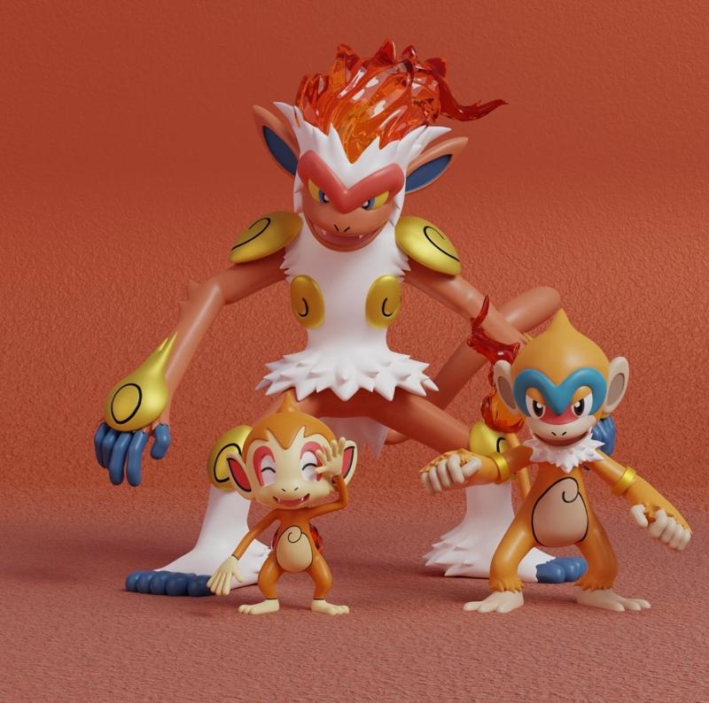 Pokemon - Chimchar, Monferno and Infernape