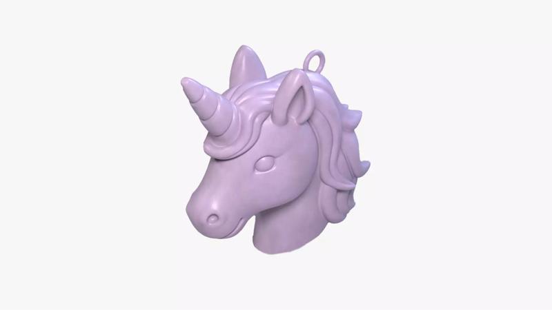 Unicorn Head Keychain Whimsical 3D STL File Printable Charm