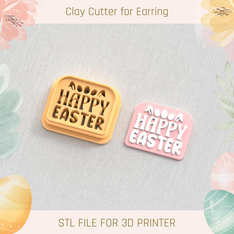 Easter Stamp Happy Easter EASTER POLYMER CLAY CUTTER
