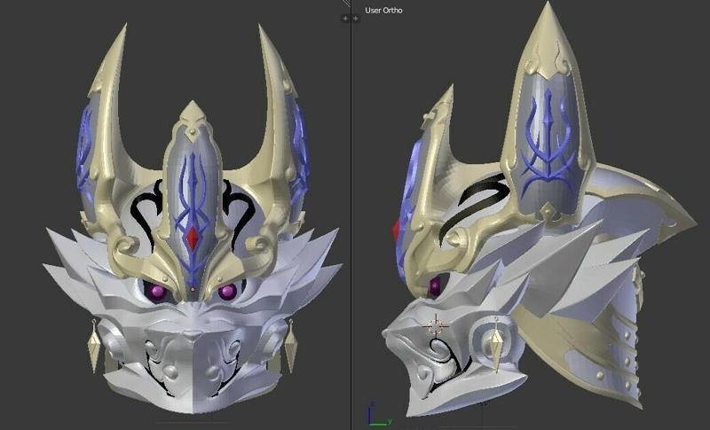 Byakuya Makai Knight Dan fully wearable cosplay helmet 3D printable STL file
