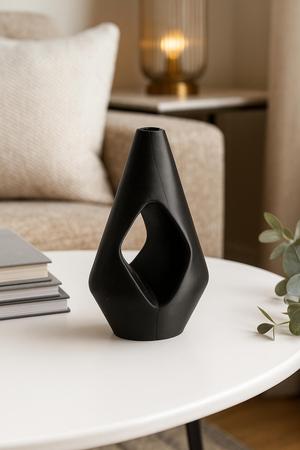Void Echo Vase – Sculptural Matte Black Vase