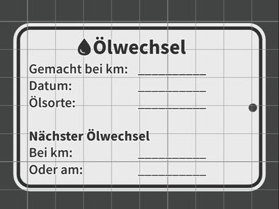 Oil Change Tag,Oil Tag