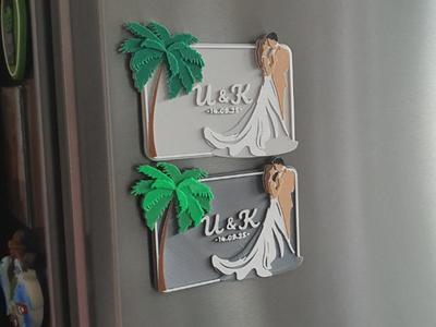 Custom Wedding Favor Magnet: Bride & Groom Gift