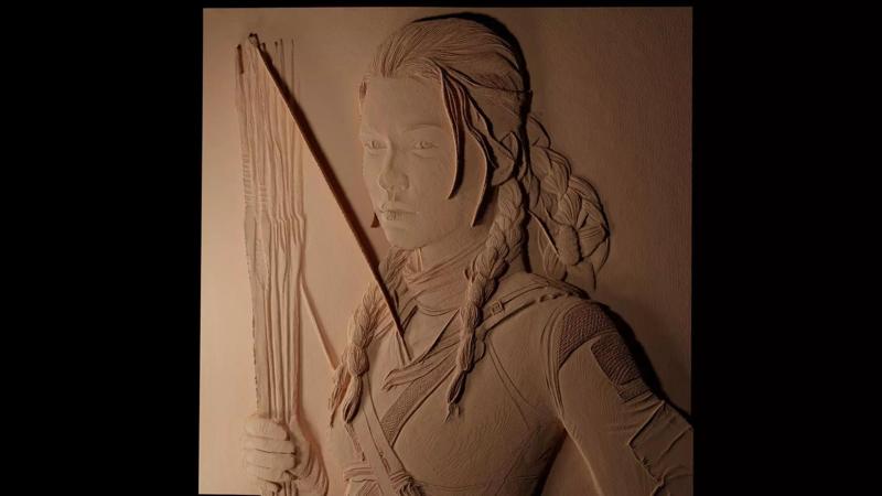 Katniss Hunger Games CNC 3d Print High Relief Sand Casting