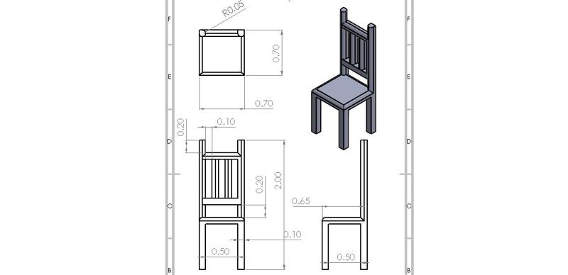 chair of 0.7cm x 0.7cm x 2cm