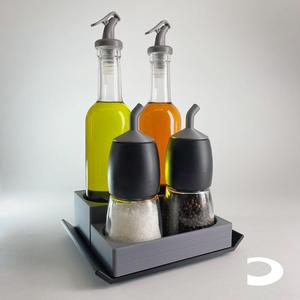 Condiments Tray Caddy Cruet Dressing Holder Organizer