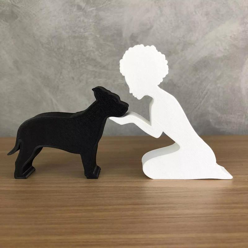 Girl and her American Staffordshire -afro hair- for 3D printer