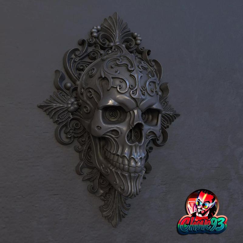 Gothic Skull Wall Mount -3dprint-stl