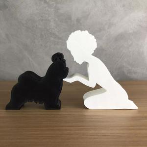 Girl and her Maltese -afro hair- for 3D printer or laser cut