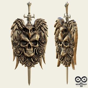 Fallen Angel Skull Blade – Dark Gothic Wall Art