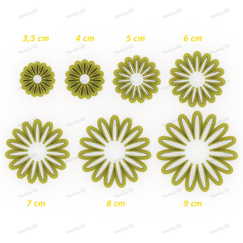 Daisy / Margarita Cookie Cutter - Set of 7 Sizes (3.5 to 9 cm)