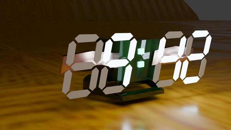Digital LED Clock – Low Poly 3D Model for Ads & VFX