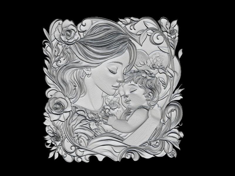 Mother and Baby Floral Embrace Relief
