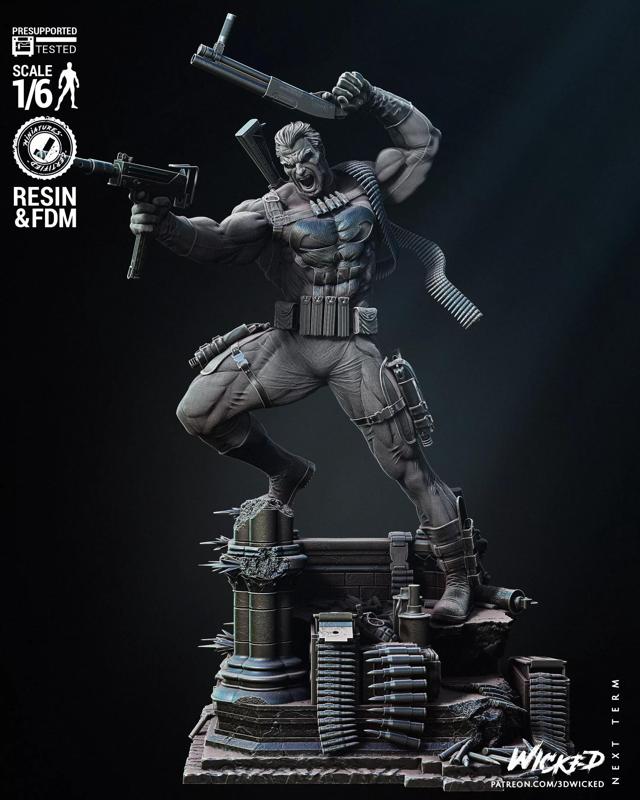 Wicked Marvel Punisher Sculpture Tested for 3D printing