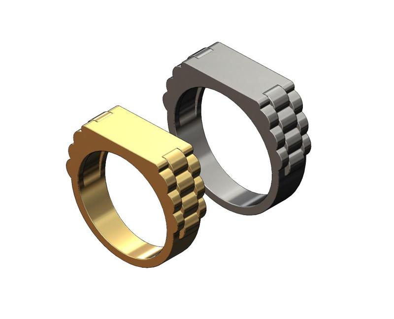 Watch links rectangular signet ring 3D print model