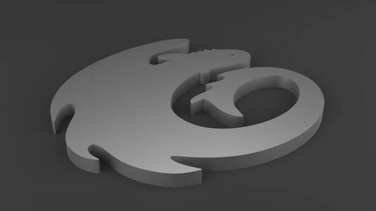 Dragon Emblem 3D model Logo Toothless Style For 3D Printing