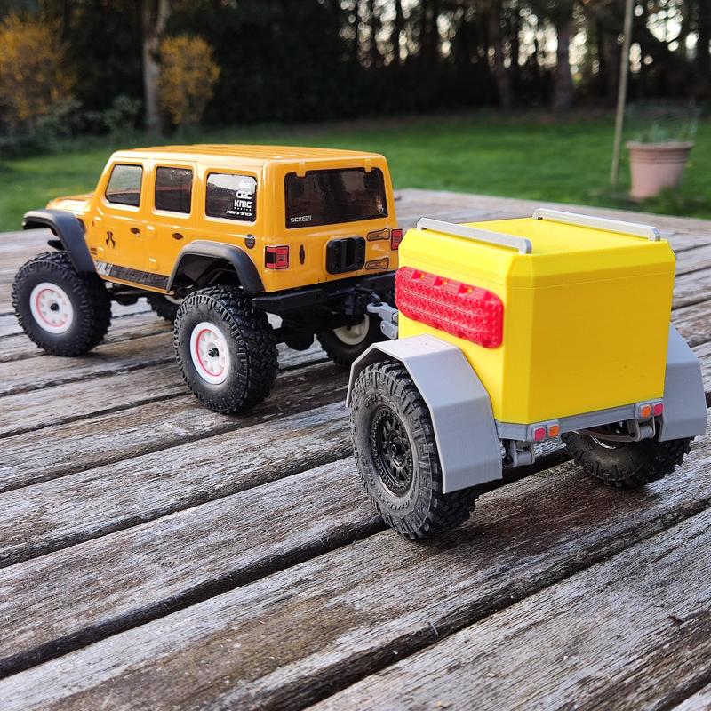 Axial SCX24 Jeep Mini Crawler Mini overland expedition trailer