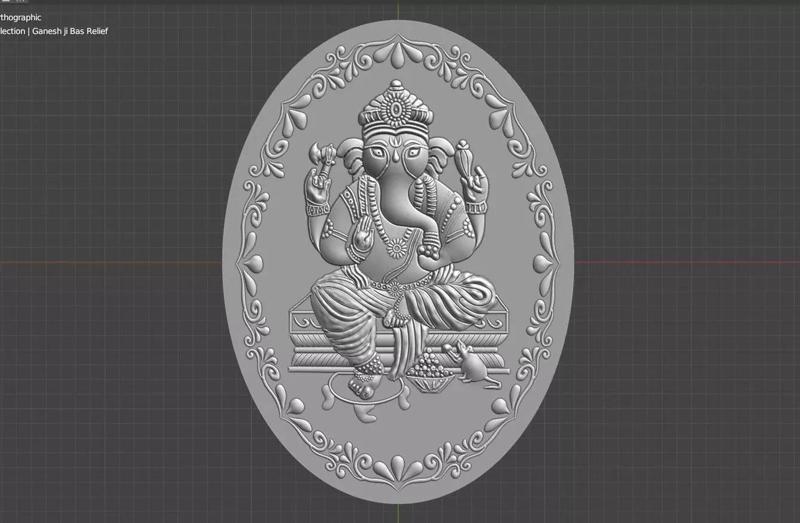 Lord Ganesh Ji Bas Relief Wooden cnc
