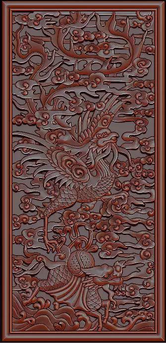 Antique Vietnamese Phoenix Gilt Carved Wood Temple Panel