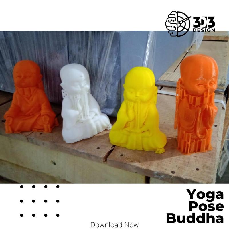 Yoga Pose Buddha for Happiness - Set of 4