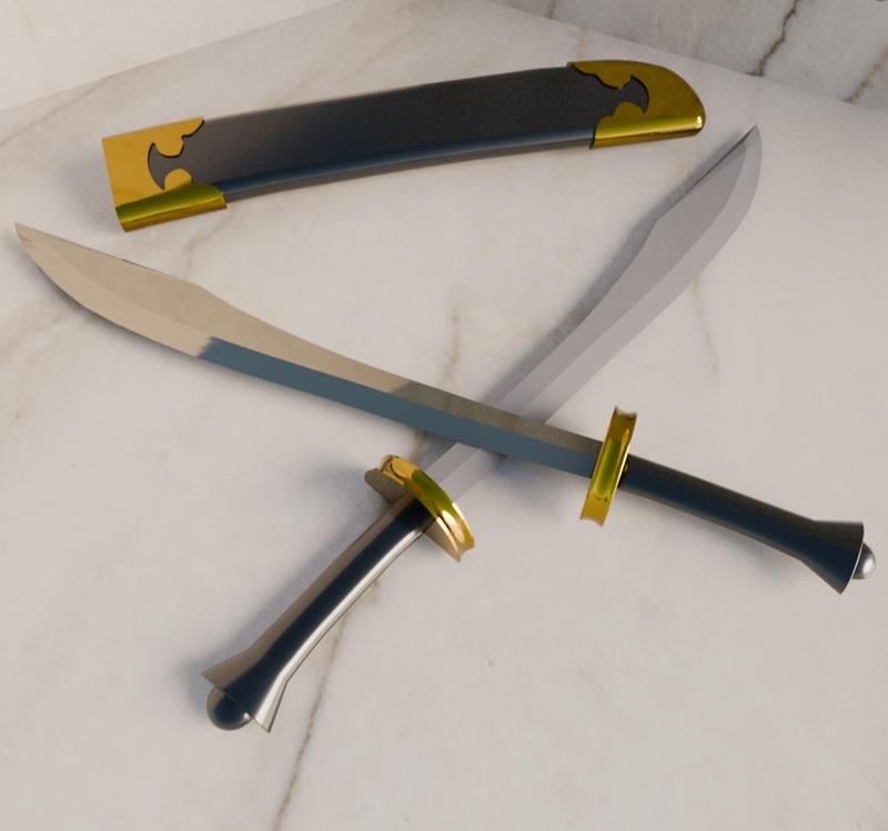 Blue Spirit's swords, Zuko's dual sword. ready to print