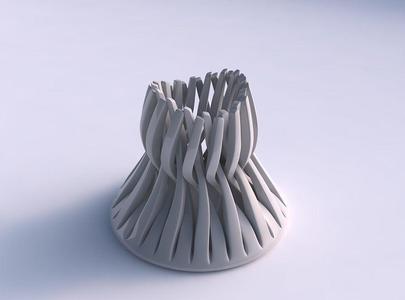 Bowl cylindrical with twisted sharp muscle structures streche...
