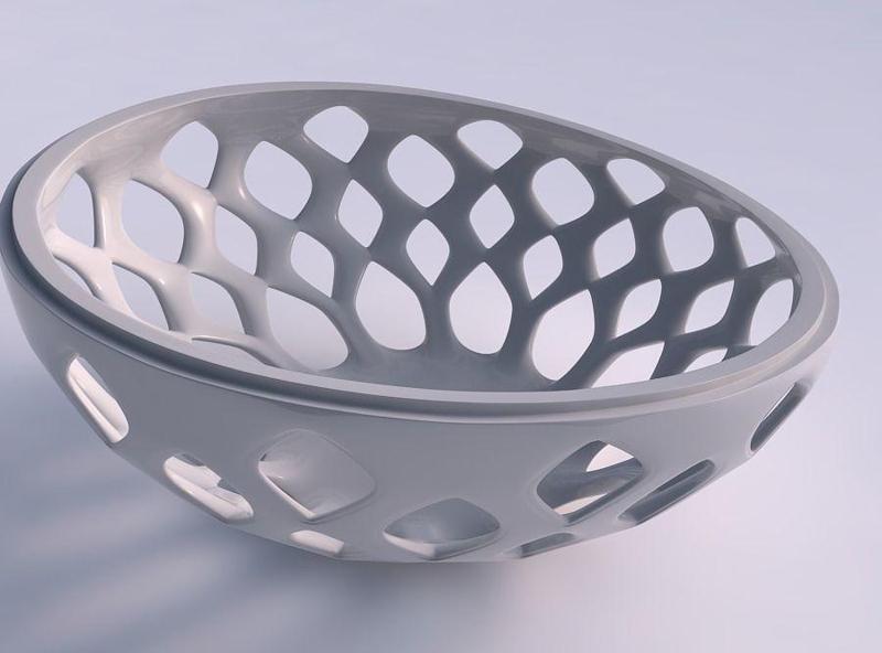 Bowl extra wide with smooth beveled cuts and extruded top squ...