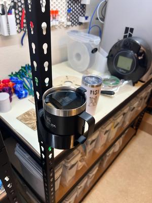 Garage Metal Shelving - Cup Holder for Oversized Stanley Camp Mug or Aluminum Can