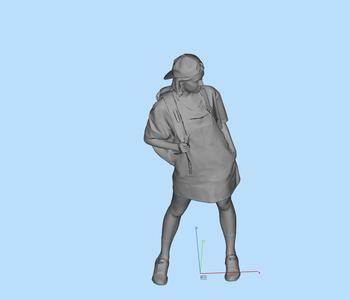 Miniature figure female hand in pocket with hat hand strap backpack strap
