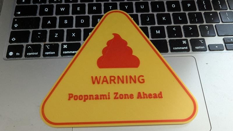 Poopnami Zone Ahead sign