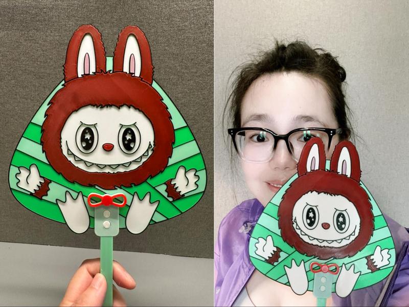 Labubu Dragon Boat Festival Zongzi fan, only requires four colors: black, white, green and red, very economical and fast