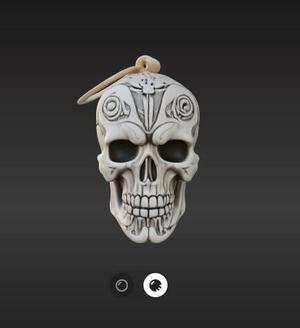 3D Printable Tribal Skull Keychain – Support-Free Low-Poly Geometry