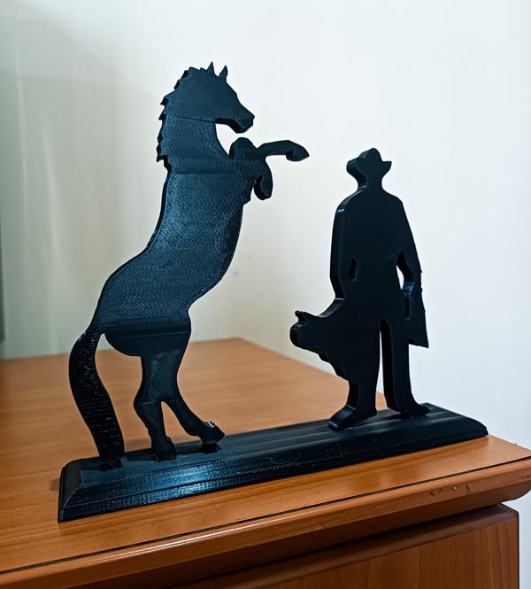 Horse and cowboy silhouette ornament, decoration