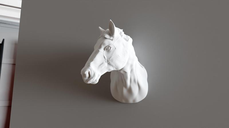 Horse head looking to the left wall mount STL