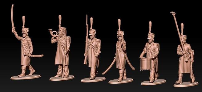 Napoleonic french command group winter in shako